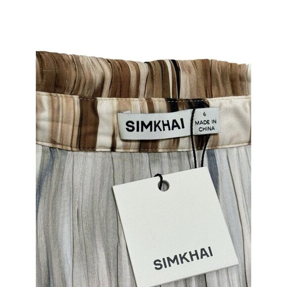 Simkhai Sz 6 Dress Midi Brown Striped Long Sleeve Designer South Western Boho - Picture 12 of 13